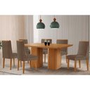 Ver imagem 1 de Conjunto: Mesa Sala Jantar Maldivas Tampo Curvo 180cm+6 Cadeiras Dakota Madeira Naturale - Capuccino