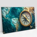 Ver imagem 1 de Quadro Decorativo a Bussola e o Mapa em Tela Canvas Tacolado Moldura Flutuante 4,5cm Branca 80 X 120