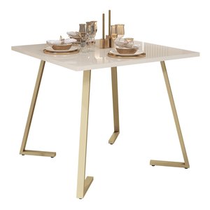 Mesa de Jantar de Aço 80x80 Reforçada Industrial Nantes - Champanhe/offwhite