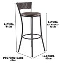 Ver imagem 3 de Kit 4 Banquetas Alta Forts Fibra Sintética UV Para Ilha De Cozinha, Edícula, Bar, Bancada, Balcão, C