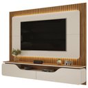 Ver imagem 2 de Painel Ripado para Tv 70 Pol com Bancada Suspensa 210cm Trevis D04 Off White/freijó - Mpozenato
