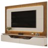 Painel Ripado para Tv 70 Pol com Bancada Suspensa 210cm Trevis D04 Off White/freijó - Mpozenato - 2