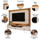 Ver imagem 3 de Painel Ripado para Tv 70 Pol com Bancada Suspensa 210cm Trevis D04 Off White/freijó - Mpozenato