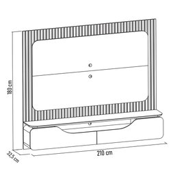 Painel Ripado para Tv 70 Pol com Bancada Suspensa 210cm Trevis D04 Off White/freijó - Mpozenato - 4