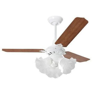 Ventilador de Teto 3 Lâmpadas Tulipa Branco Loren Sid Pás Mogno com Controle Remoto - 127v
