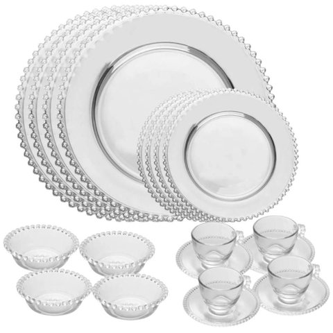 Jogo de Jantar em Cristal Pearl 20 Peças Wolff Mesa Posta Tr