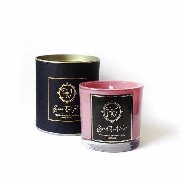 Vela Vegetal Aroma Jasmim Vidro Rosa - Bendita Vela - 1