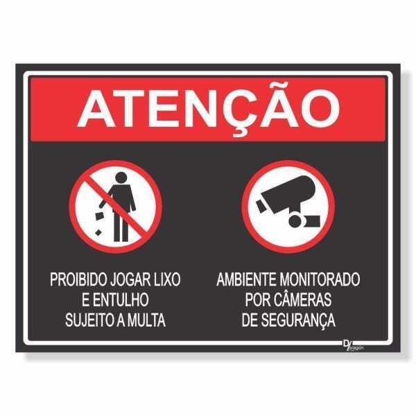 Placa de Sinalização Jogue Lixo no Lixo