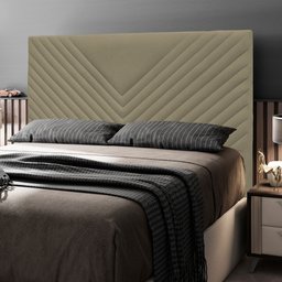 Cabeceira Cama Box Casal King Size Viena 195cm Suede Bege - Abmaza - 2 Cabeceira Cama Box Casal King Size Viena 195cm Suede Bege - Abmaza - 2