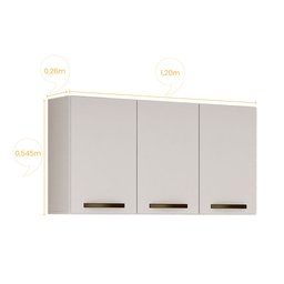 Armário Aéreo De Cozinha 3 Portas Valência Branco - Sallêto - 3