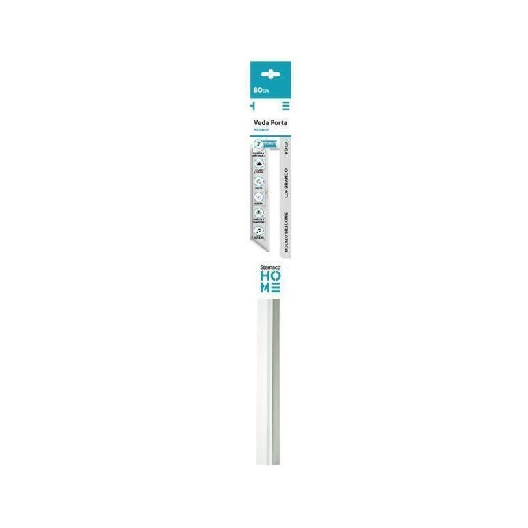 Veda Porta Friso Protetor Com Adesivo 3m Rodo Silicone Branco Stamaco 80cm