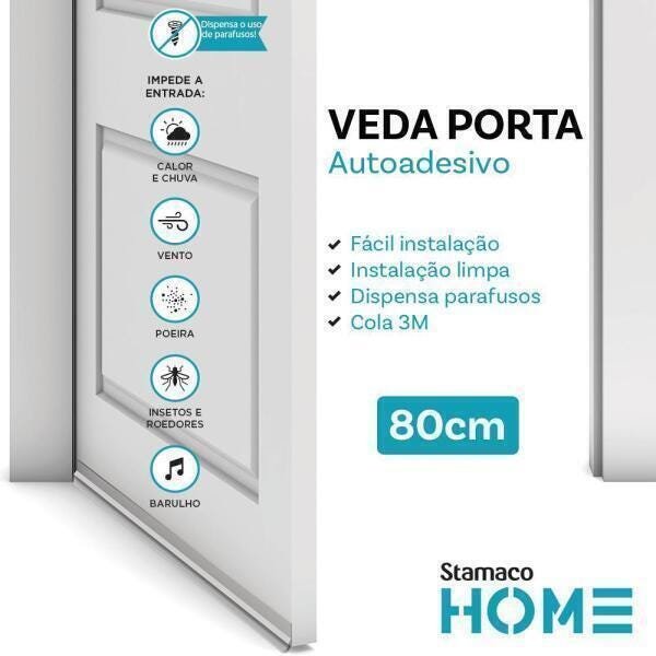 Veda Porta Friso Protetor Com Adesivo 3m Rodo Silicone Branco Stamaco 80cm - 2