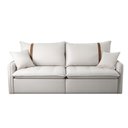 Ver imagem 2 de Sofá com Chaise Orion 3 Lugares Retrátil 180cm Bege Veludo Sofa Cama Moderno