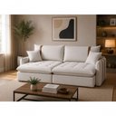 Ver imagem 1 de Sofá com Chaise Orion 3 Lugares Retrátil 180cm Bege Veludo Sofa Cama Moderno