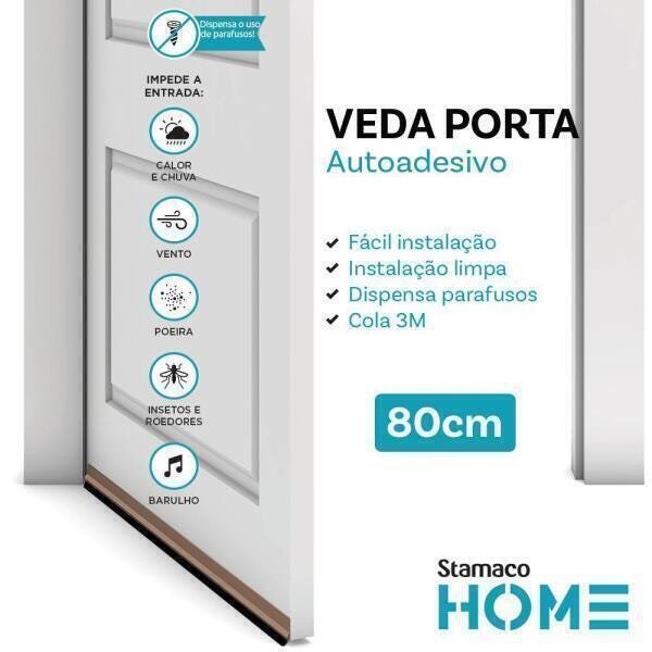 Veda Porta Escova Protetora PVC Com Adesivo 3M Rodo Silicone Marrom Stamaco 80cm - 2