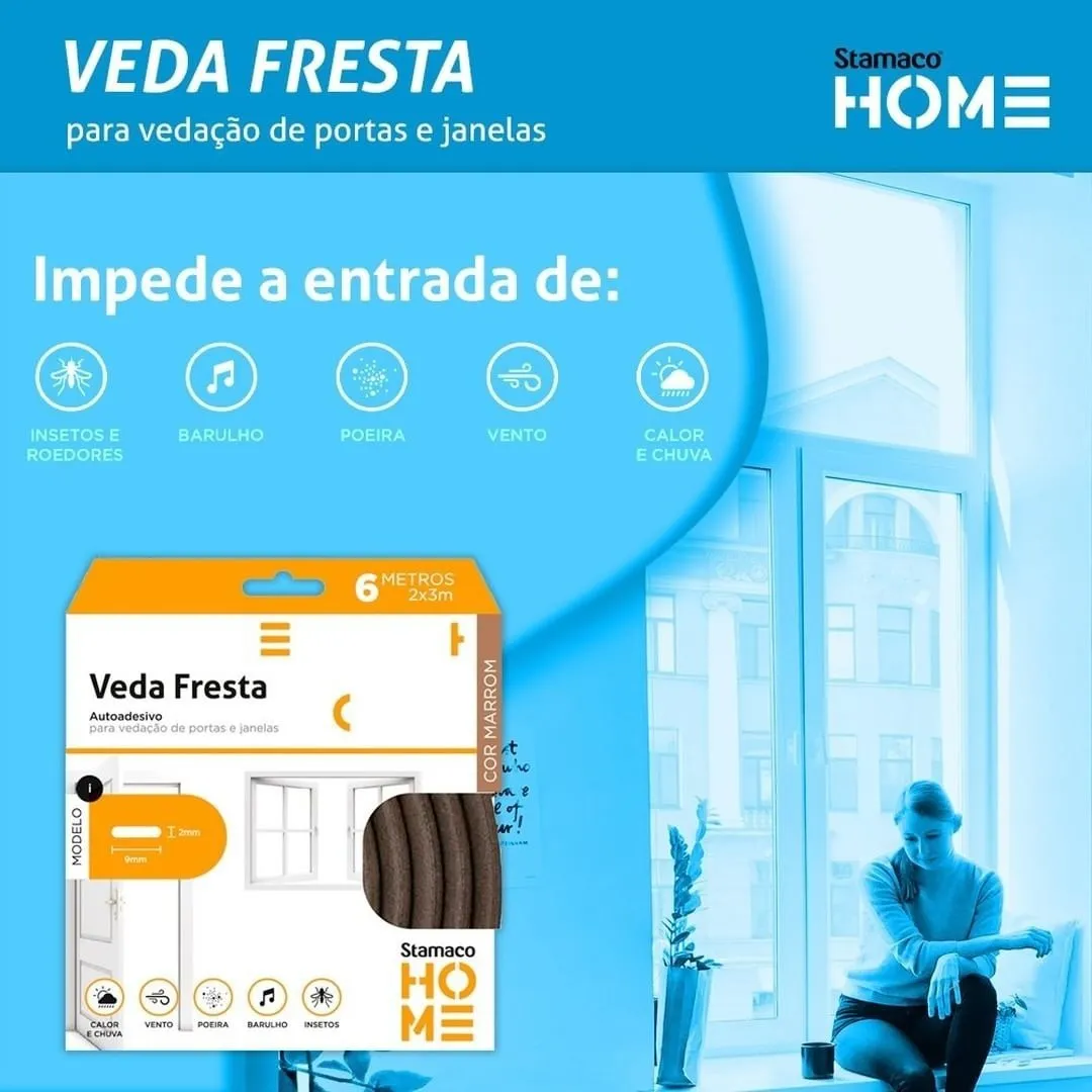 Veda Fresta Autoadesivo Modelo P Marrom Stamaco Home - 8