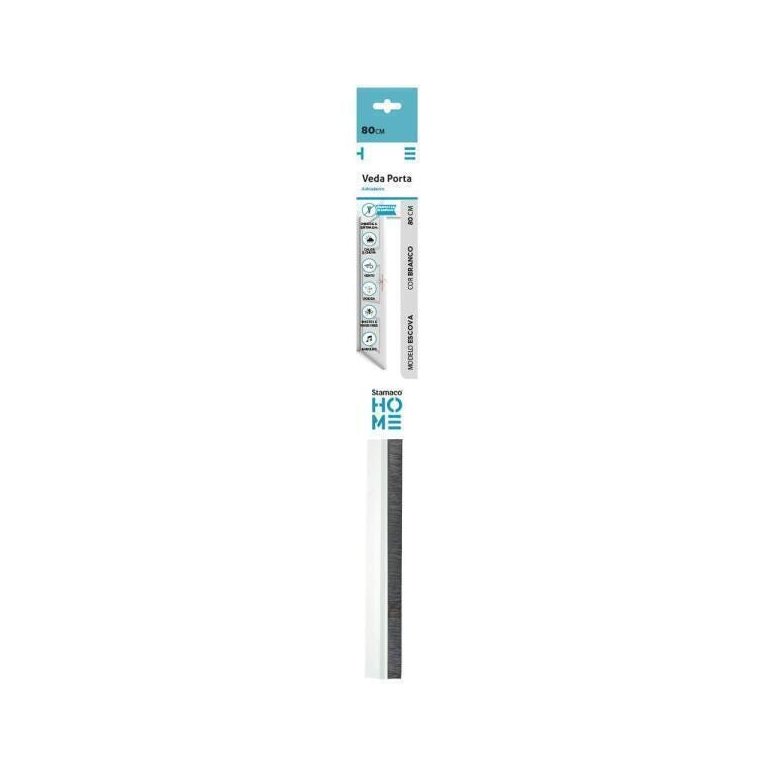 Veda Porta Friso Protetor Rodo Escova Com Adesivo Stamaco 80cm Branco