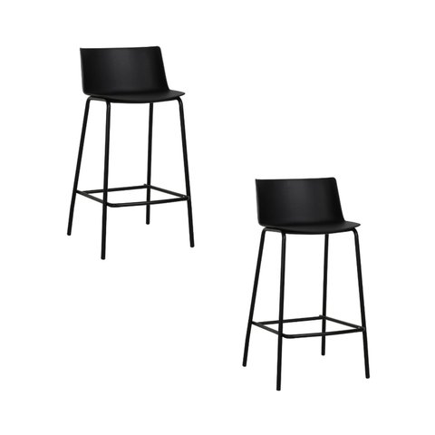 Kit com 2 Banquetas Ipanema Média para Cozinha em Polipropileno e Base em Aço Pintado - Preto