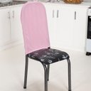 Ver imagem 1 de Kit 4 Capas Encosto de Cadeira de Ferro Tubular Cozinha e Jantar Malha Helanca Elástica:rosa