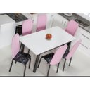 Ver imagem 3 de Kit 4 Capas Encosto de Cadeira de Ferro Tubular Cozinha e Jantar Malha Helanca Elástica:rosa