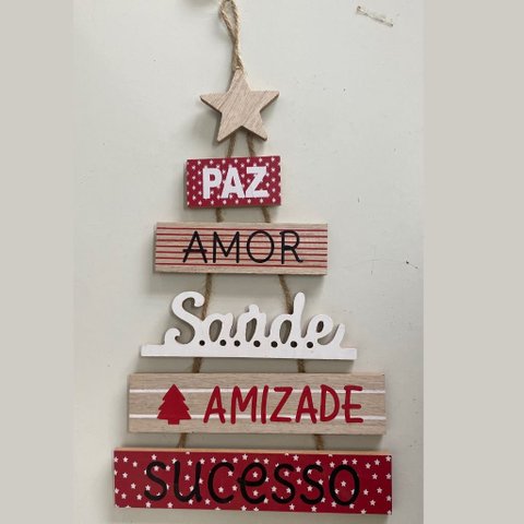 Enfeite de Natal Placas de Madeiras com Escritas