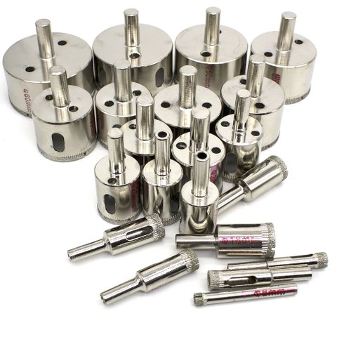 Kit 21 Brocas Diamantadas 6 a 60mm Fura Vidro Mármore Piso Cerâmica Granito Lorben
