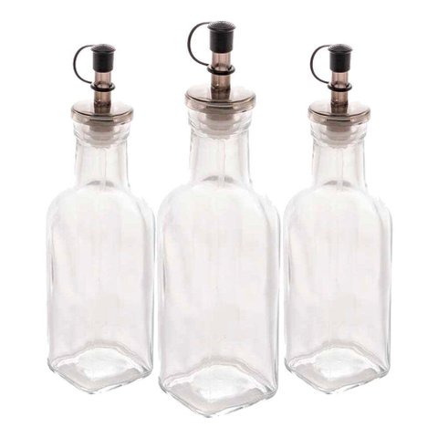 Kit 3 Garrafas para Azeite de Vidro com Tampa Lyor 200ml