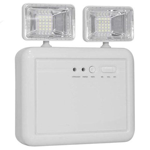 Luminária de Emergência 2 Farois Lâmpada LED Recarregavel Iluminaçao Luz Casa Comercio Empresa
