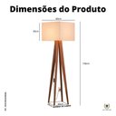 Ver imagem 4 de Abajur De Quarto Luminária De Piso Pés Madeira Cupula Tecido:PALHA