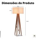 Ver imagem 4 de Abajur De Quarto Luminária De Piso Pés Madeira Cupula Tecido:PALHA