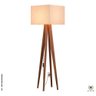 Abajur De Quarto Luminária De Piso Pés Madeira Cupula Tecido:PALHA - 2