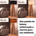 Ver imagem 3 de Abajur De Quarto Luminária De Piso Pés Madeira Cupula Tecido:PALHA
