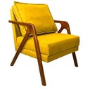 Ver imagem 1 de Poltrona Marília Madeira Maciça - Veludo Amarelo