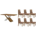 Ver imagem 1 de Conjunto: Mesa Sala Jantar Imperatriz Tampo Curvo 180cm+6 Cadeiras Dafne Madeira Naturale/off White