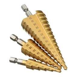 Kit 3 Brocas Escalonada Aço Profissional Para 12mm/20mm/32mm - 1