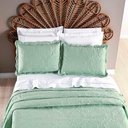 Ver imagem 1 de Kit Colcha Cobre Leito Aurora King 3 Peças Micropercal 200 Fios - Salvia Verde