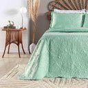 Ver imagem 2 de Kit Colcha Cobre Leito Aurora King 3 Peças Micropercal 200 Fios - Salvia Verde
