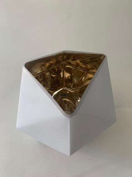 Vaso De Cerâmica Decorativo Branco E Dourado Luxo - 1