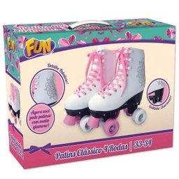 Patins Classico 4 Rodas Branco Tam 33/34 Fun F0010-2 - 1