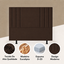 Ver imagem 5 de Cabeceira 140 cm Linho Casal Frame Estofada Cama Box Moderna:Marrom