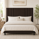 Ver imagem 1 de Cabeceira 140 cm Linho Casal Frame Estofada Cama Box Moderna:Marrom