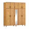 Guarda-Roupa Grécia Casal Mel 10 Portas Espelho 3 Gavetas Maleiro Madeira Maciça de Pinus - Cavazott - 1