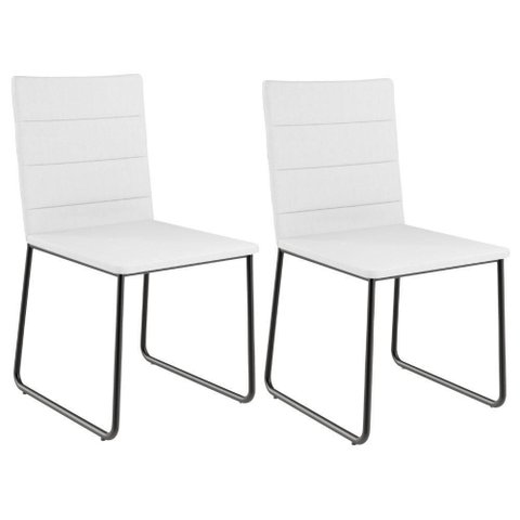 Kit 02 Cadeiras Decorativa Estofada para Sala de Jantar Preto Maya L02 Facto Branco - Lyam Decor