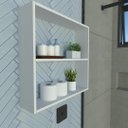 Ver imagem 3 de Nicho Minimalista Branco Mdf Organizador Banheiro Lavanderia - Rufatto Decorações