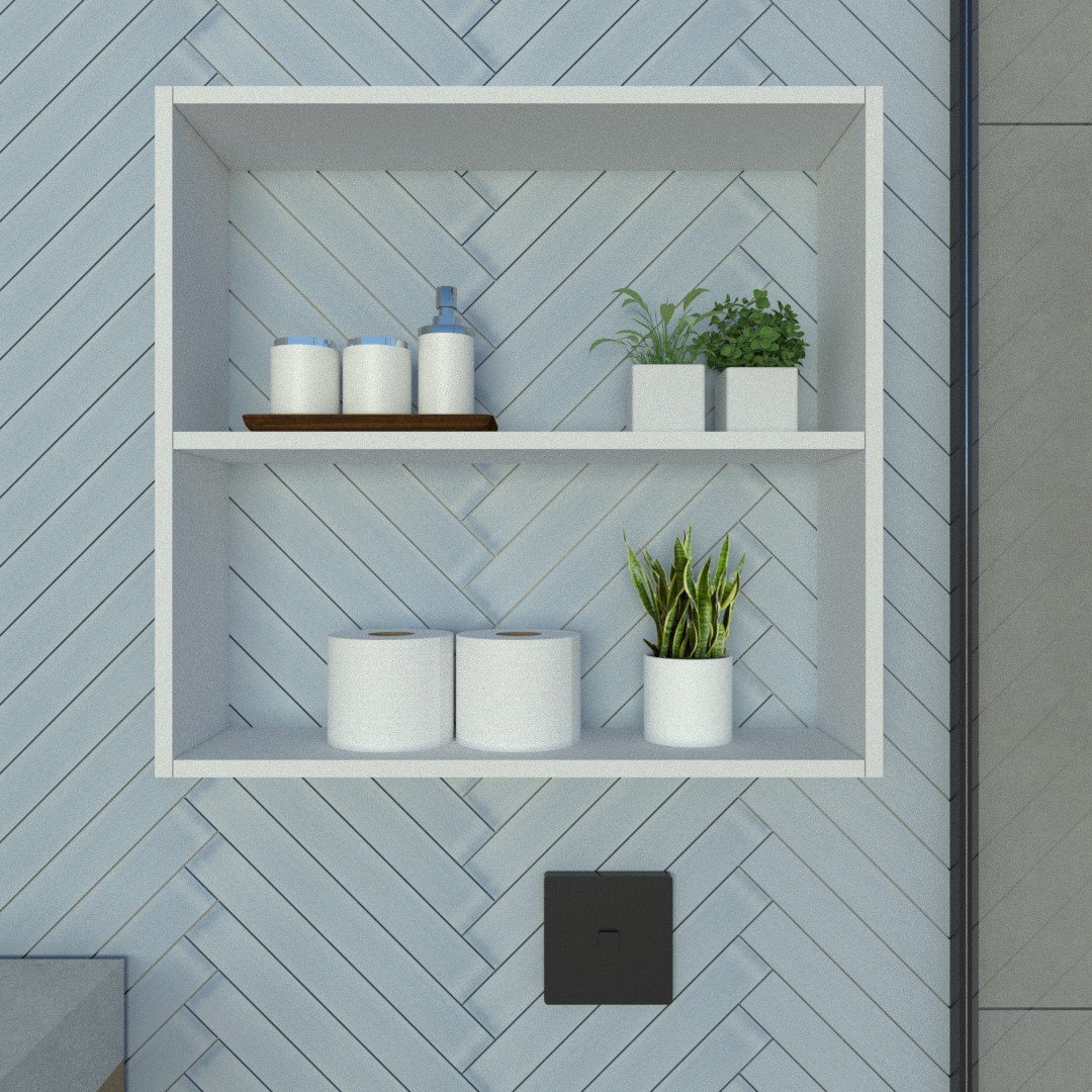 Nicho Minimalista Branco Mdf Organizador Banheiro Lavanderia - Rufatto Decorações