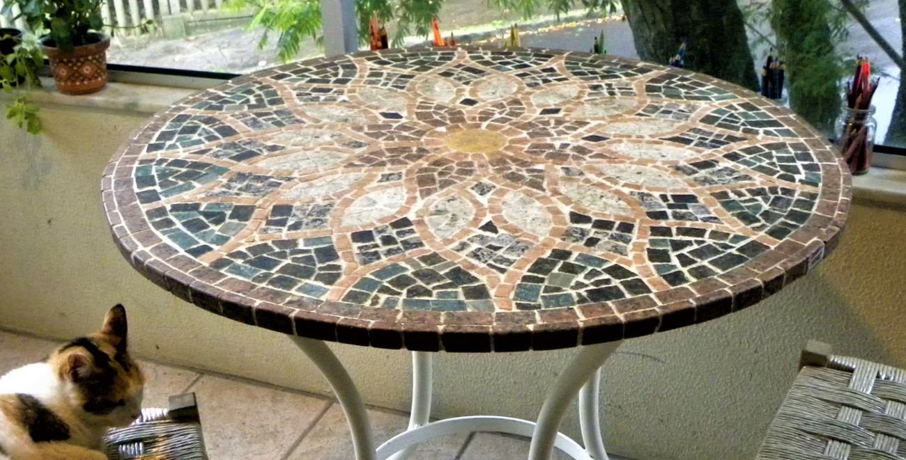 Mesa em Mosaico Vitral Árabe - Somente o Tampo 120cm