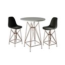 Ver imagem 1 de Jogo Mesa Bistrô Eames Branca 60Cm 2 Banquetas Preta Base Ferro Cobre - Cor: Branco
