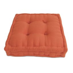Futon Turco 50x50x12cm - Tecido Algodão Cotelê - Cor Laranja Escuro Ref.09 - 1