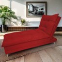 Ver imagem 1 de Sofa Cama Chaise Bicama Reclinavel Sala Lavinia Suede:Vermelho/Suede