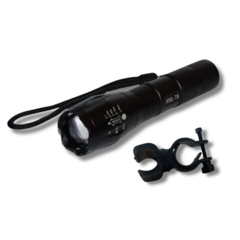 Lanterna Tatica T6 Zoom Ajustavel Led Ultra Forte 5 Modos Pesca Camping Acampamento Atividade Noturn